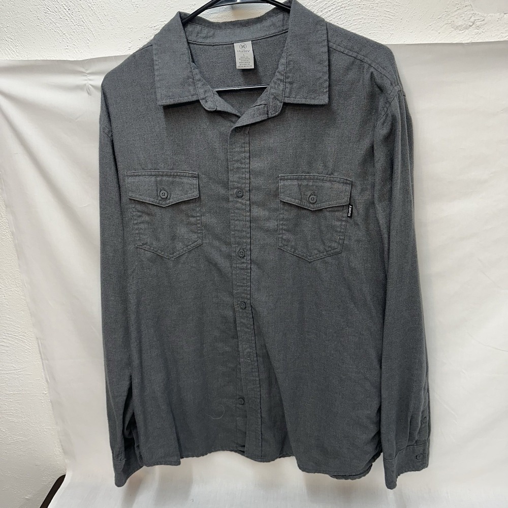 Hurley Men's Small Ultra Soft Grey Long Sleeve Button Down Shirt - Picture 1 of 5